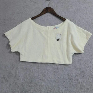 NWT Free People Beach Ivory Cropped Button-Back Knit Top XS  Women Casual   10PT